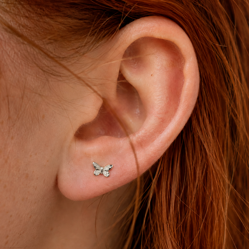 Pendiente Mini Mariposa Plata