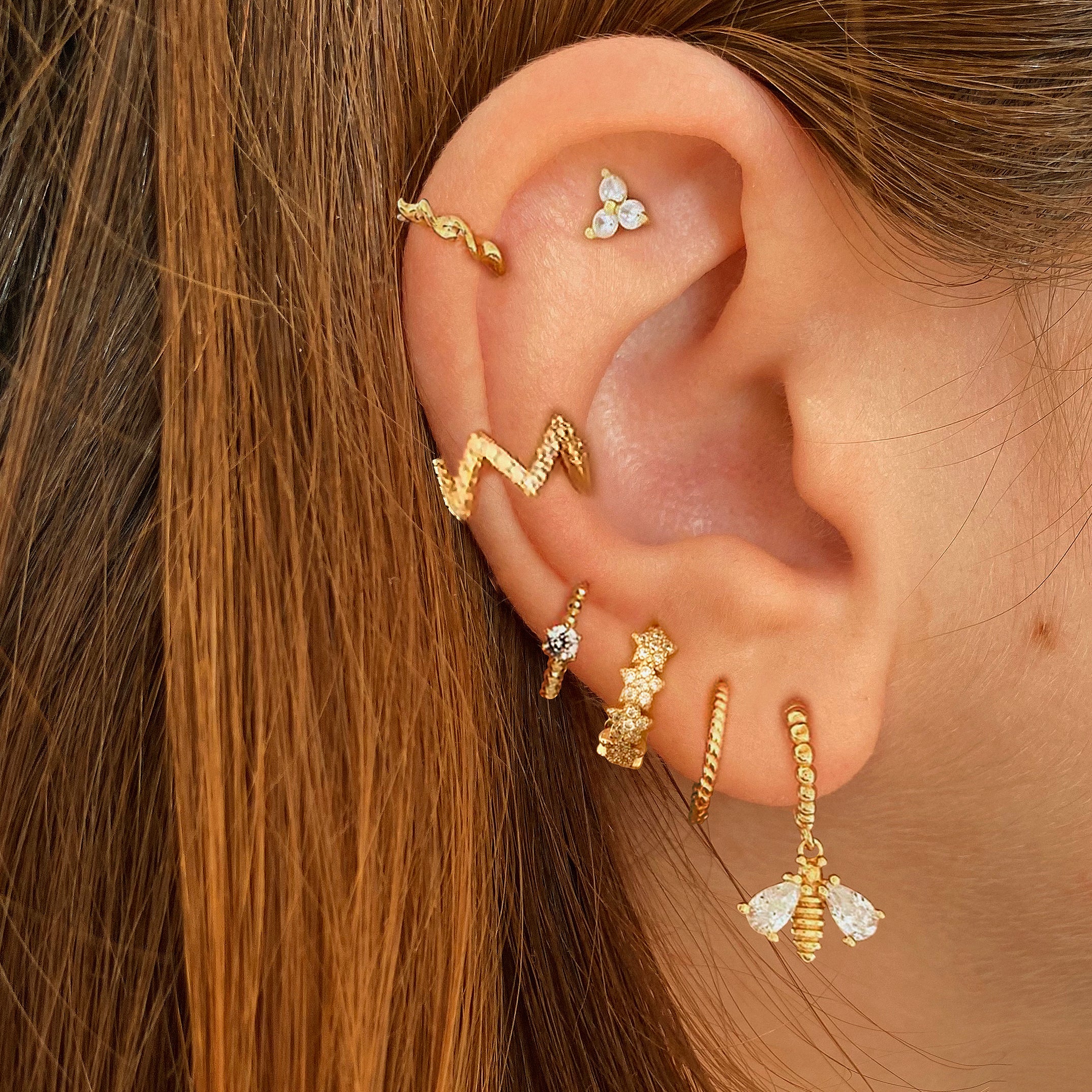 Aros Lis Blanco Oro