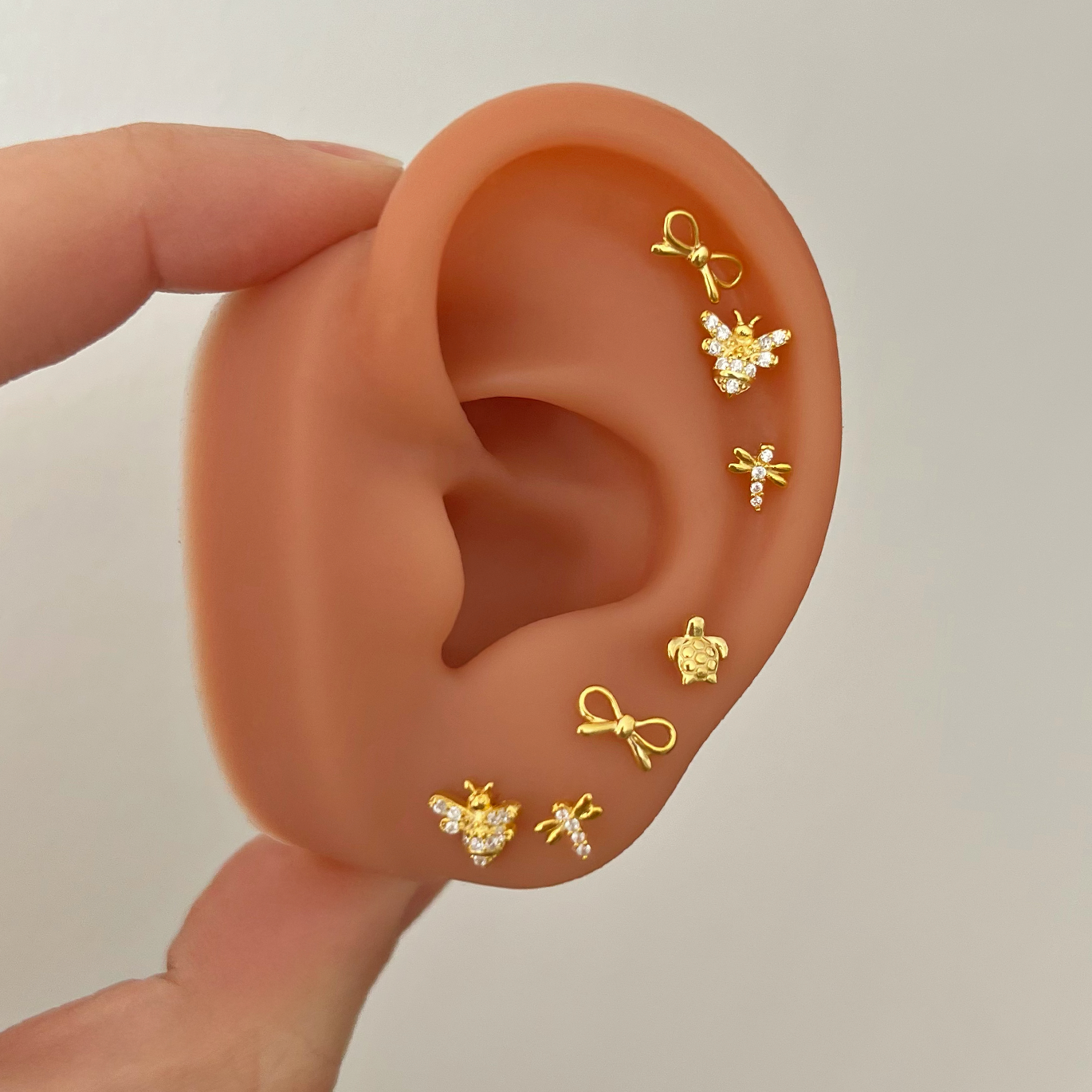 Gold Mini Moon Earring