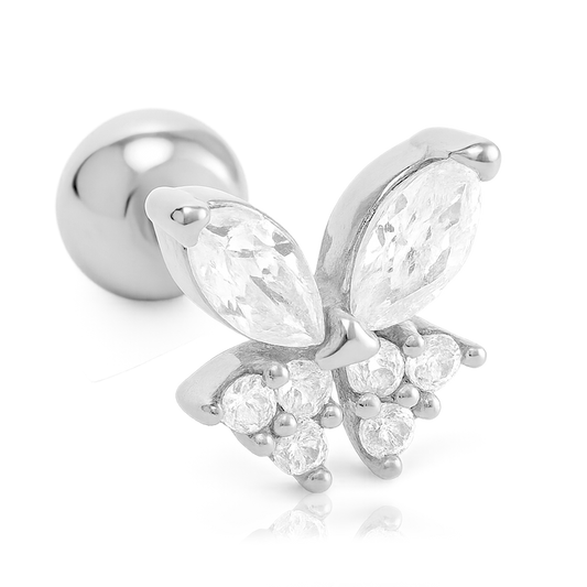 Silver White Butterfly Earring