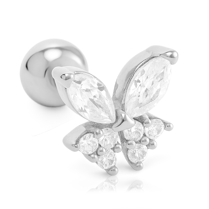 Pendiente Mariposa Blanco Plata