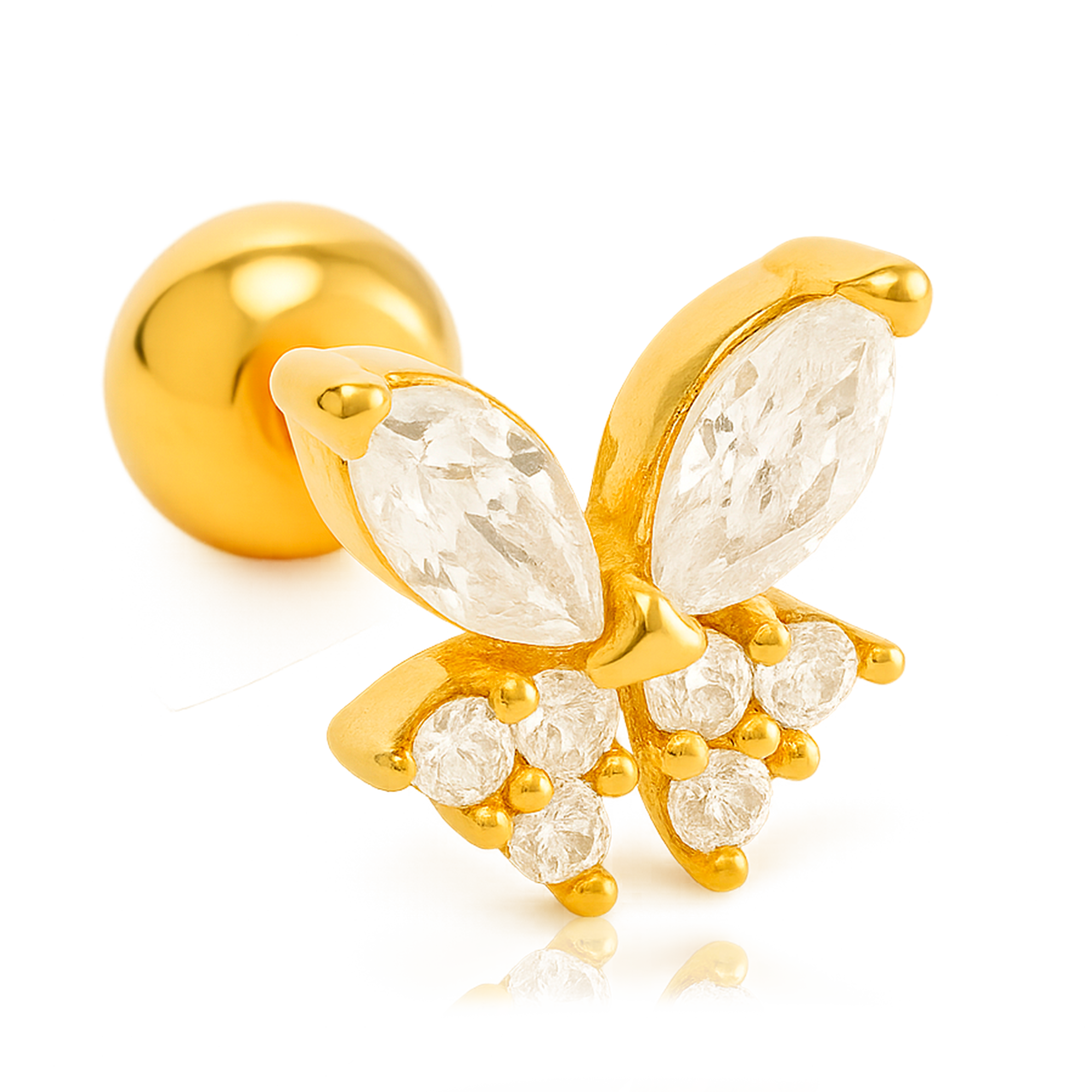 Pendiente Mariposa Blanco Oro