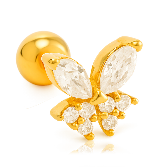 Pendiente Mariposa Blanco Oro