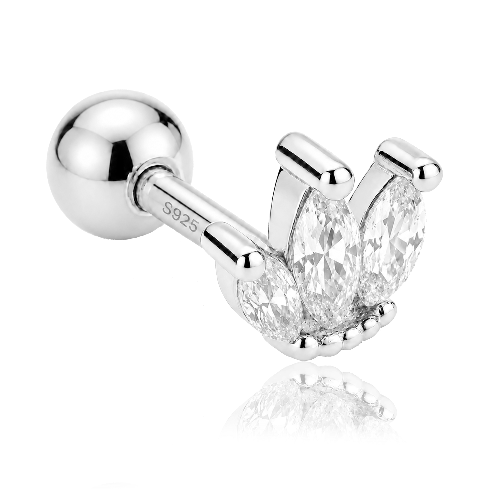 Pendiente Tulipán Blanco Plata