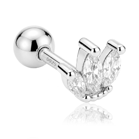Pendiente Tulipán Blanco Plata