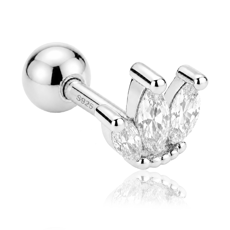Silver White Tulip Earring