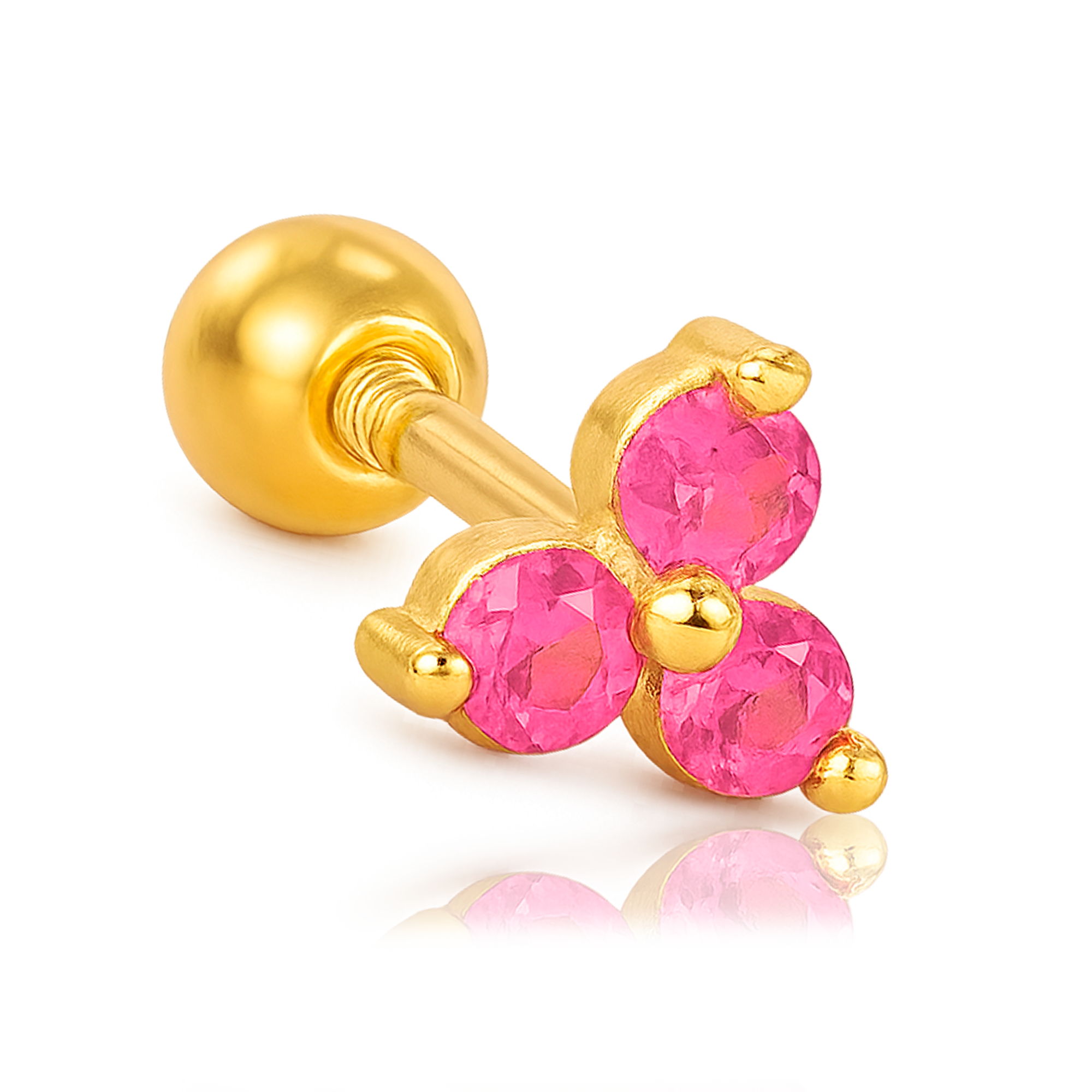 Pink Clover Earring