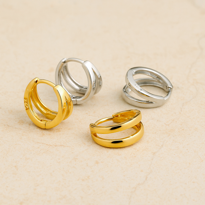 Aros Mini Dobles Plata