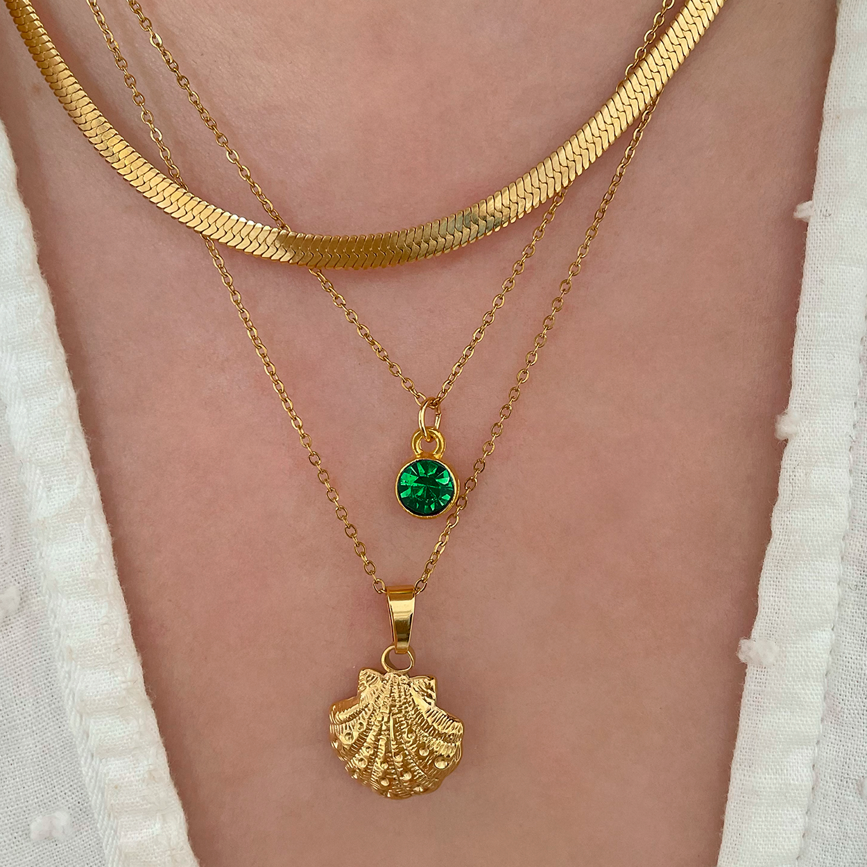 Collar Green Dot Oro