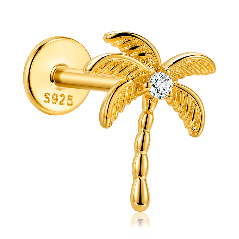 Pendiente Shiny Palm Oro