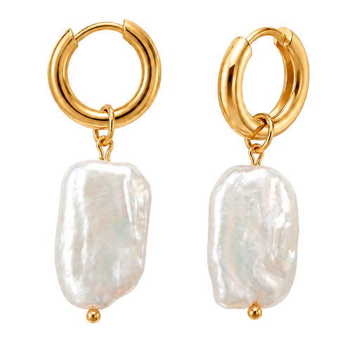 Aros Small Basic Perla Barroca Oro