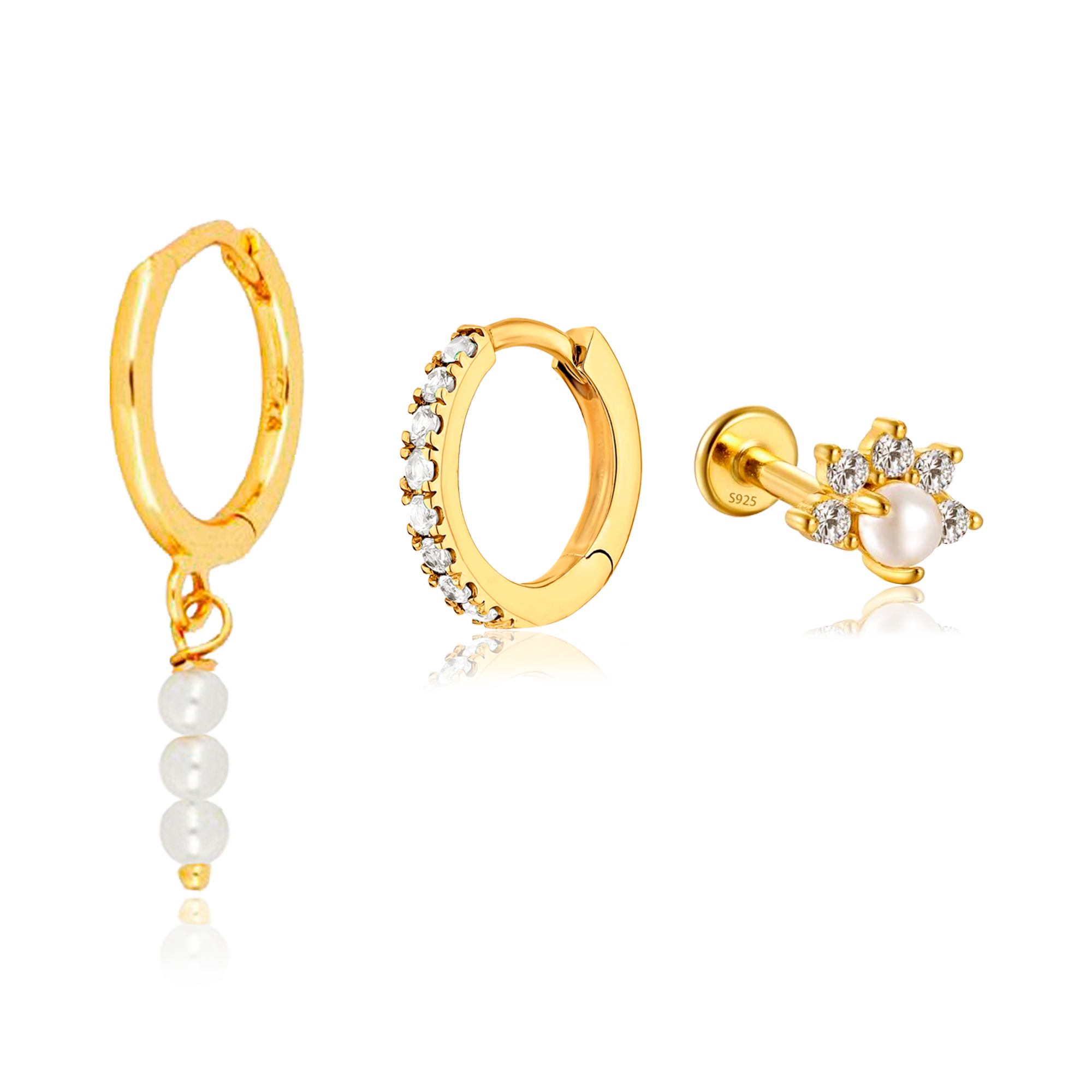 Set Perlas y Circonitas Oro