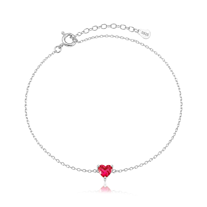 Pulsera Pink Heart Plata