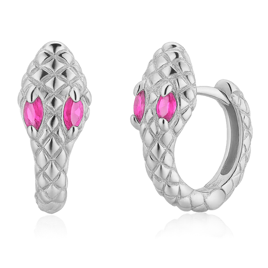 Cobra Pink Silver Hoops 