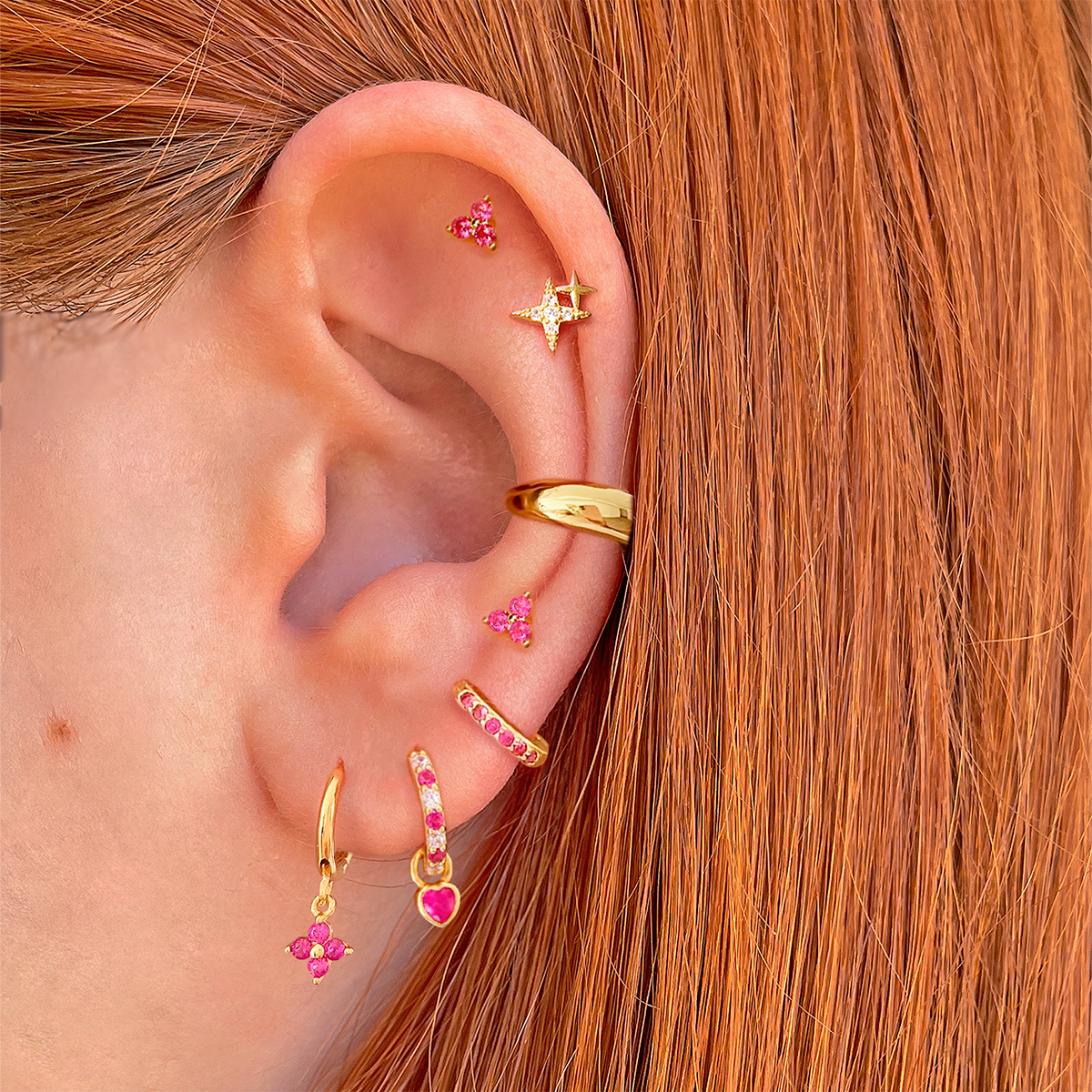 Pink Clover Earring