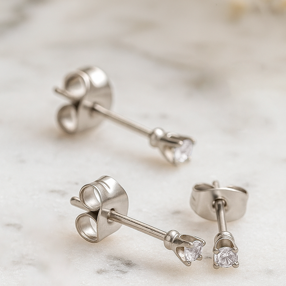 Pendiente Brillo Acero Plata - 2mm