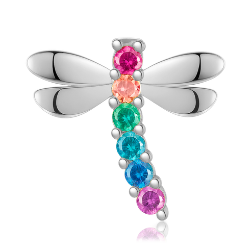 Pendiente Colorful Libélula Plata