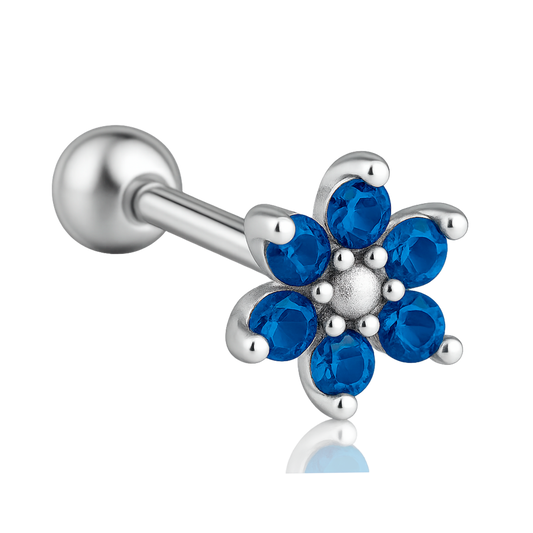 Pendiente Pétalos de Zafiro Plata