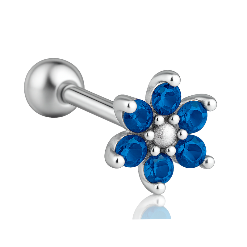 Pendiente Pétalos de Zafiro Plata