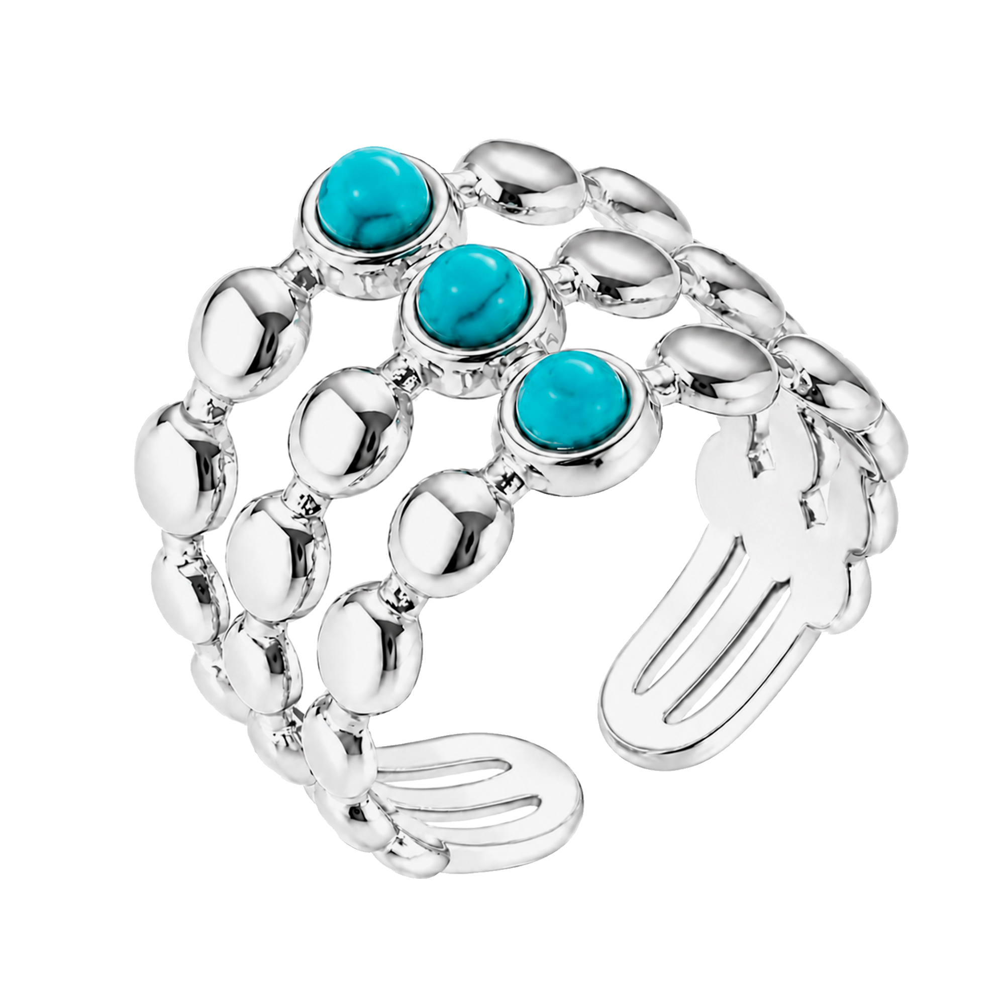 Anello Tre Palline Turchesi Argento