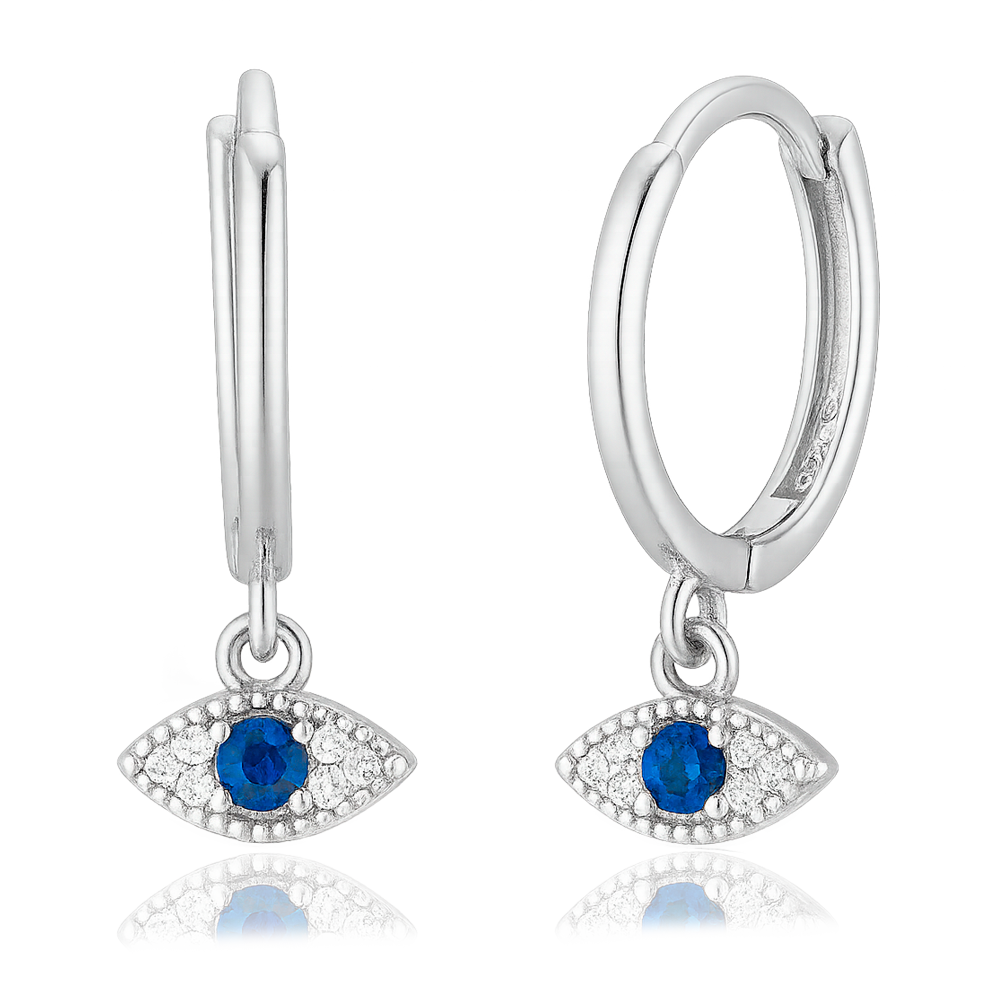Blue Eyesclum Silver Hoops 