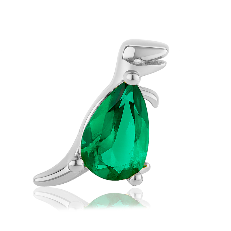Pendiente Green Dino Plata
