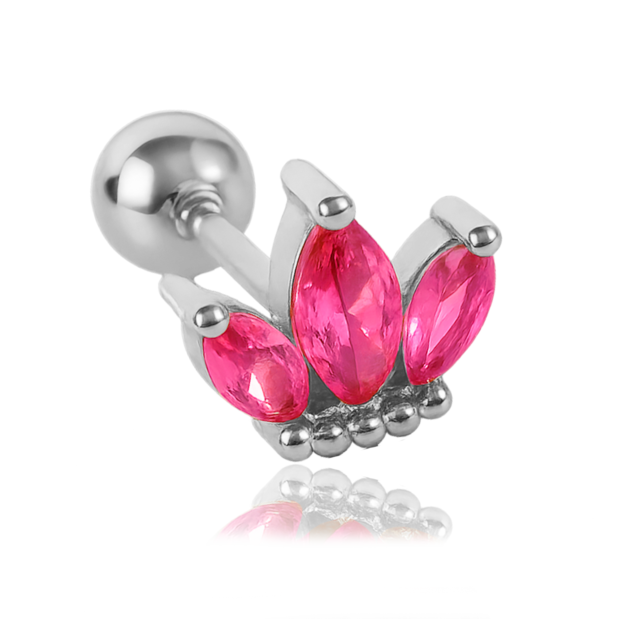 Pendiente Tulipán Rosa Plata