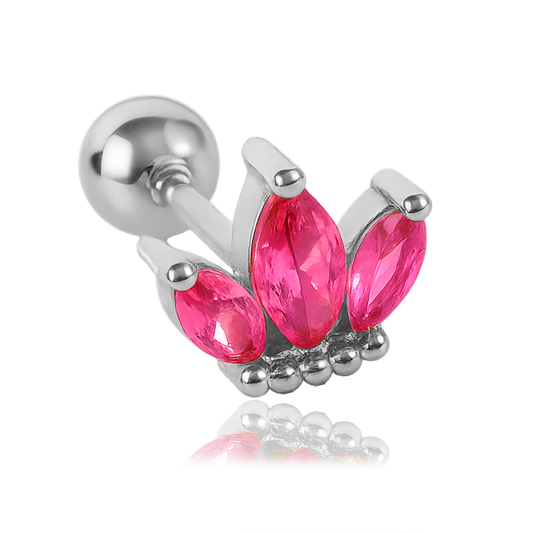 Pendiente Tulipán Rosa Plata