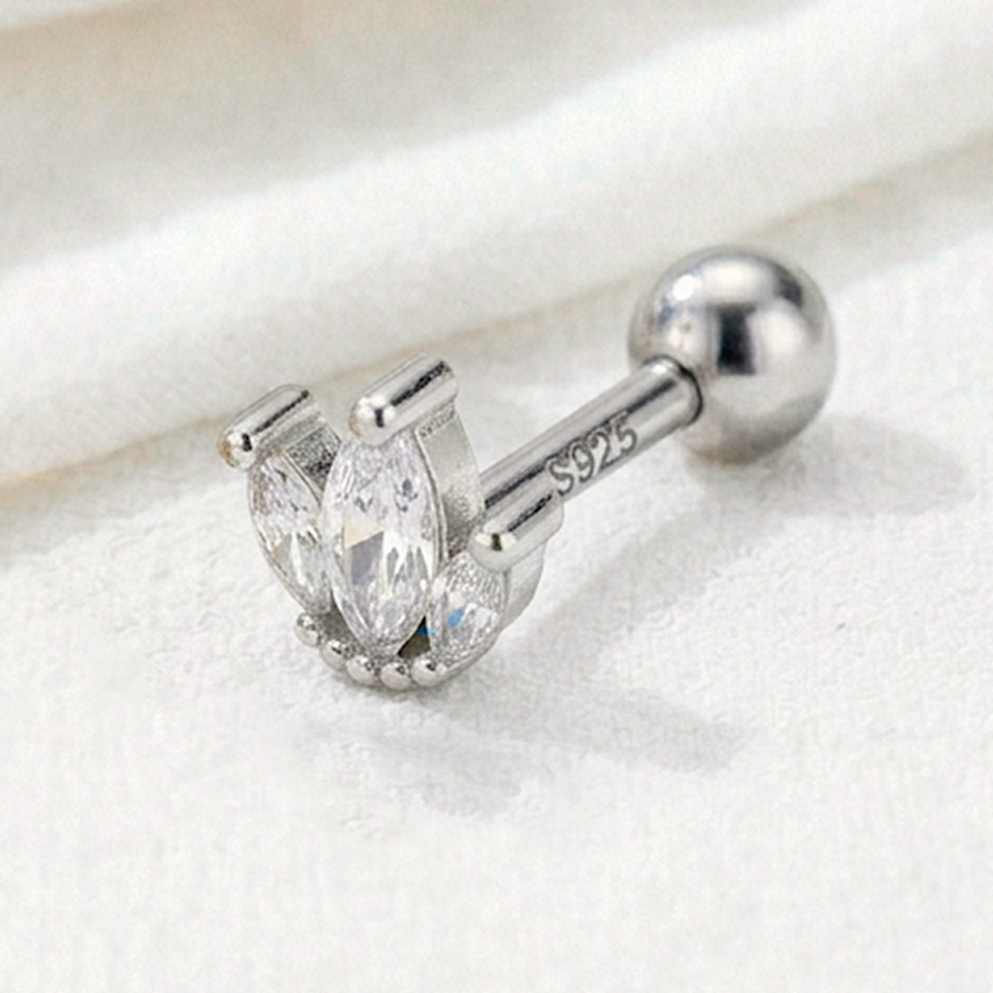 Pendiente Tulipán Blanco Plata