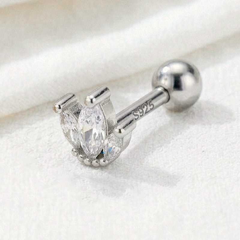 Silver White Tulip Earring