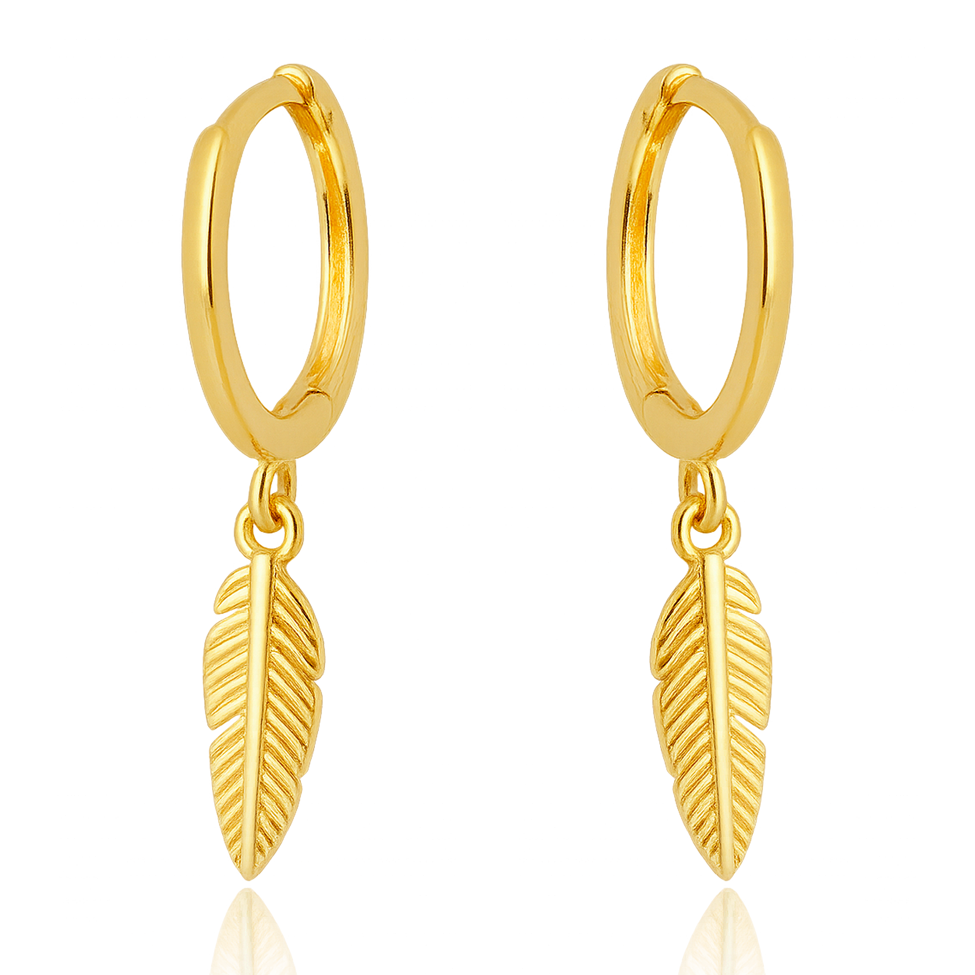 Gold Feather Earrings 