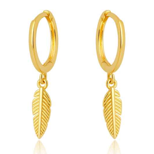 Gold Feather Earrings 