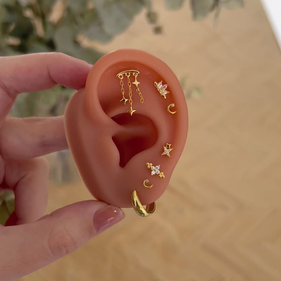 Pendiente Daisy Bolitas Oro