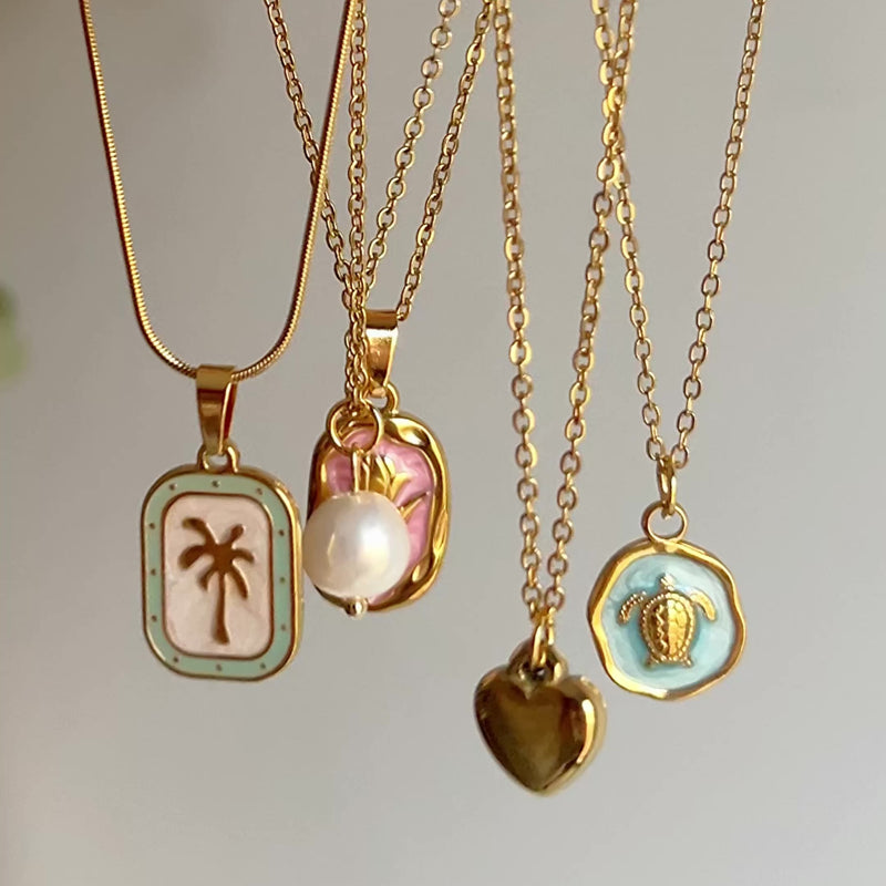 Collar Turquesa Sea Turtle Oro