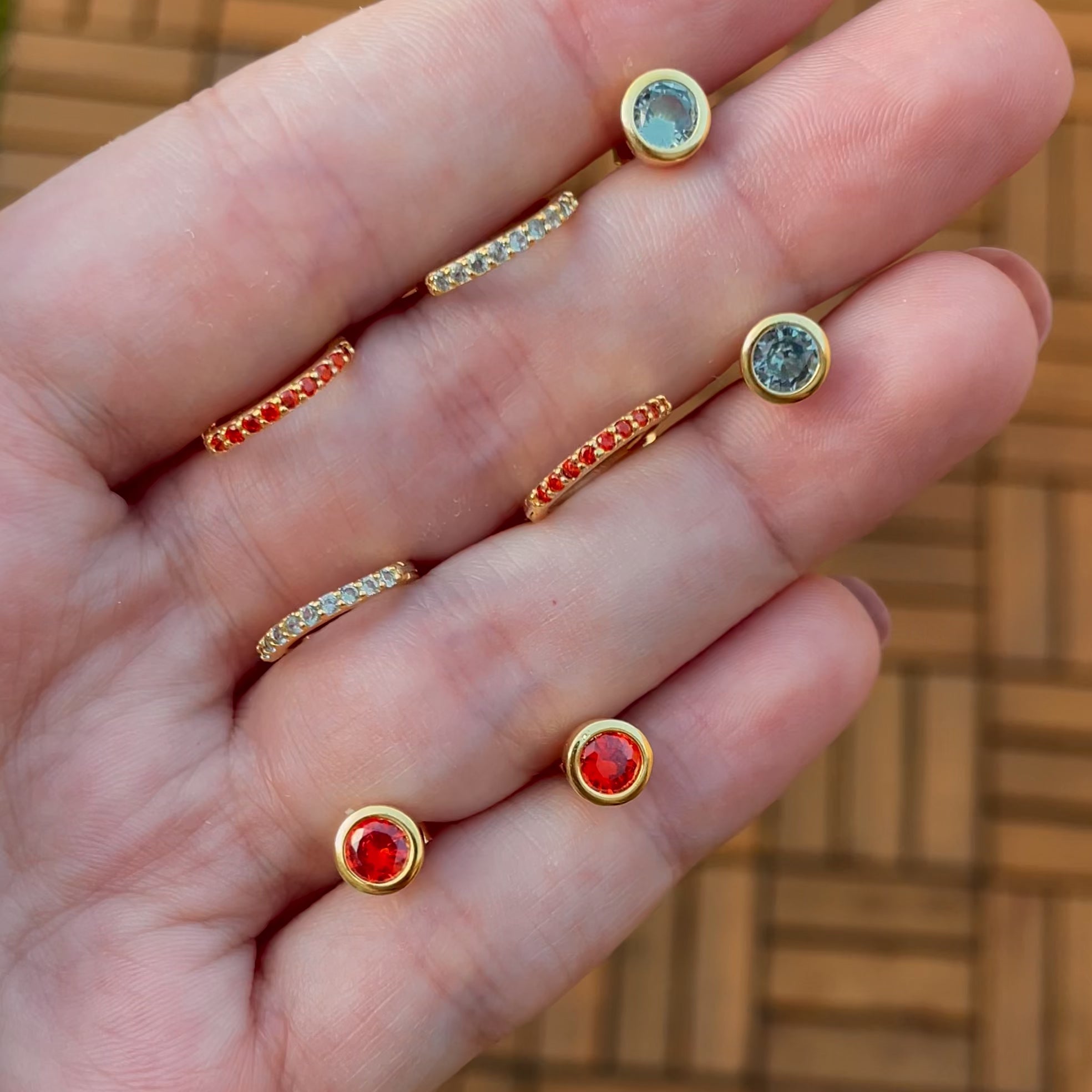 Pendientes Dots Naranja Oro