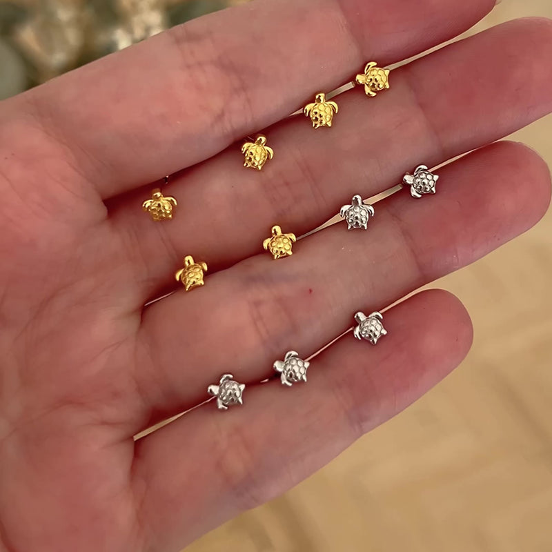 Pendiente Mini Tortuga Plata