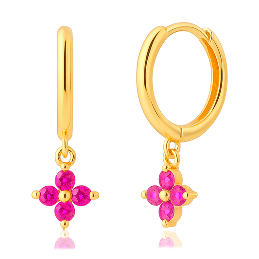 Aros Pink Flor Oro