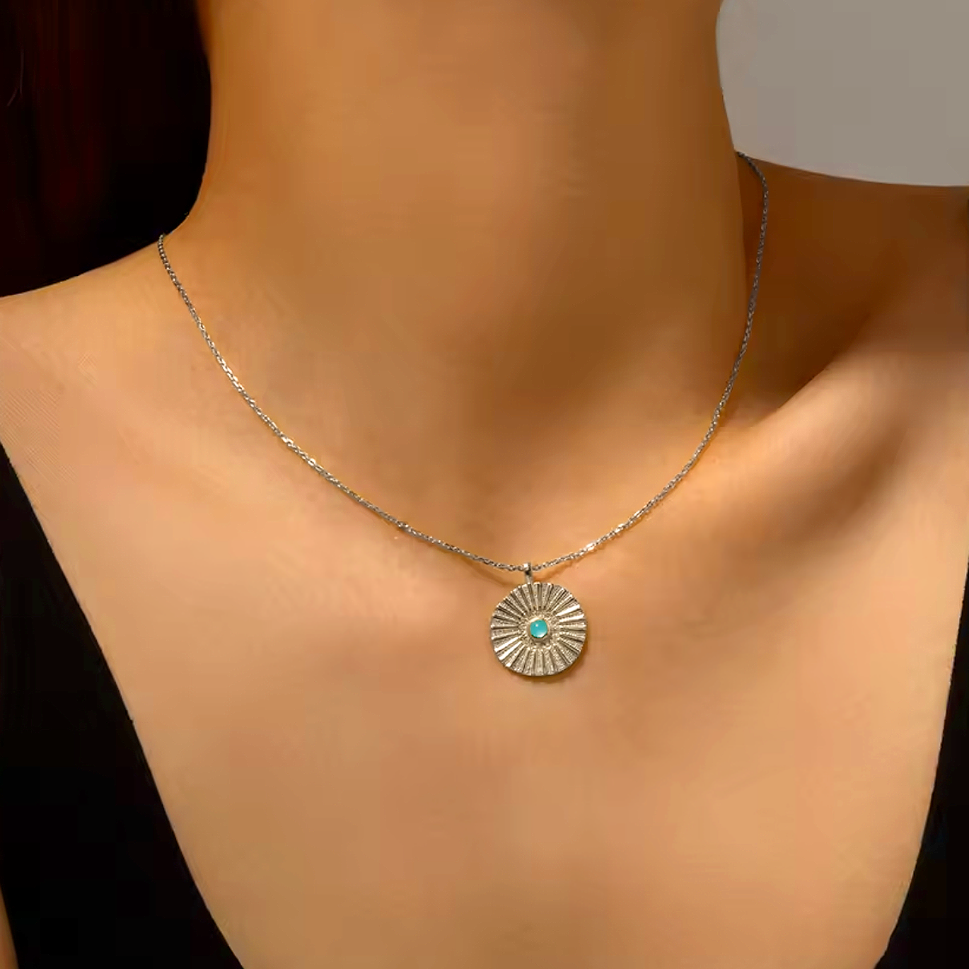 Collar Aguamarina Runa Plata