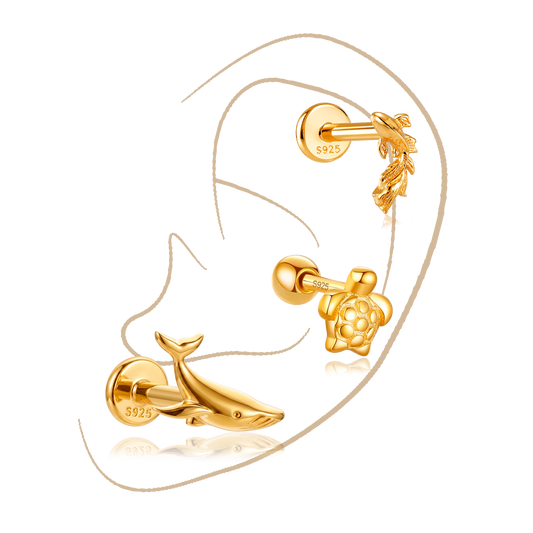 Set Basic Aqua Oro · Plata de ley bañada en oro 18k