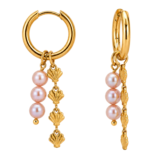 Aros Medium Basic Shells y Perla Oro