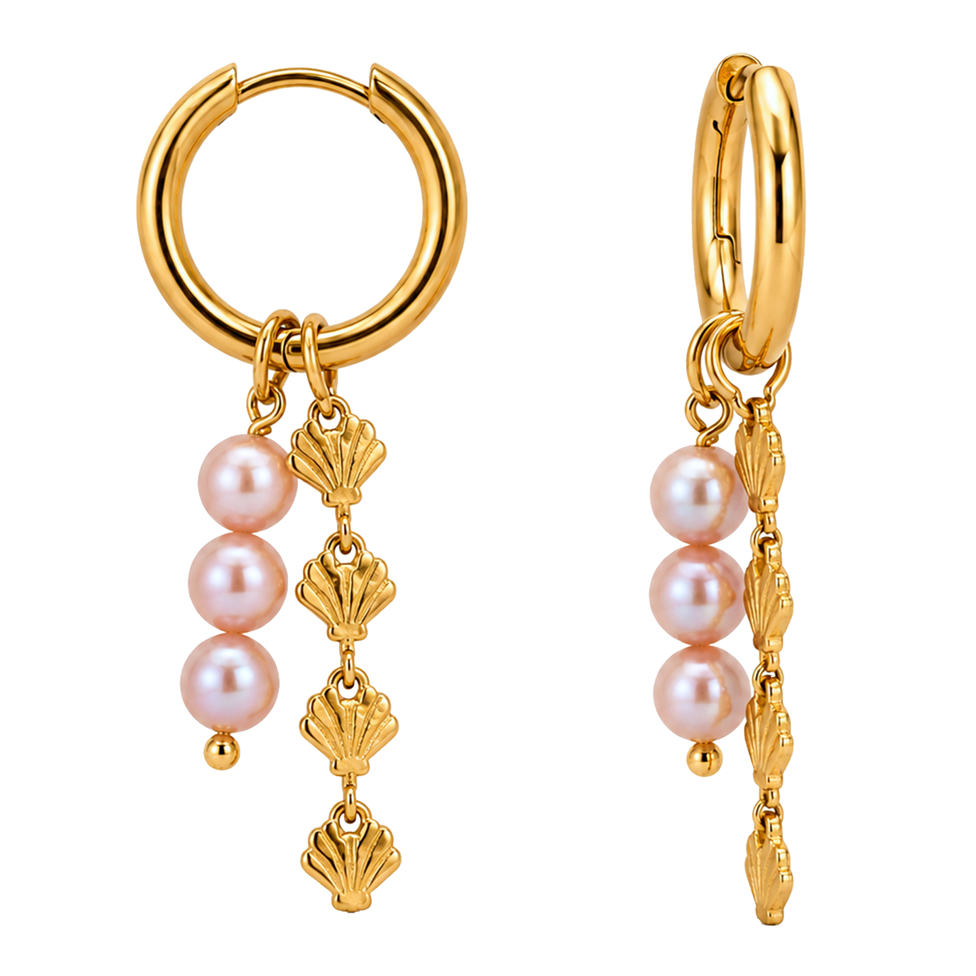 Aros Medium Basic Shells y Perla Oro