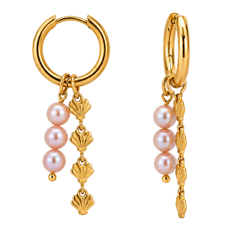 Aros Medium Basic Shells y Perla Oro