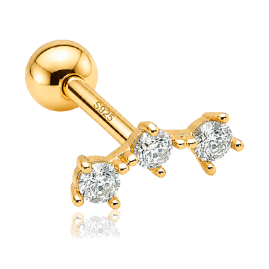 Orecchino pendente oro triplo brillante
