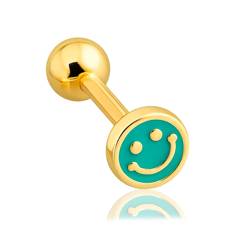 Pendiente Mini Smile Turquesa Oro