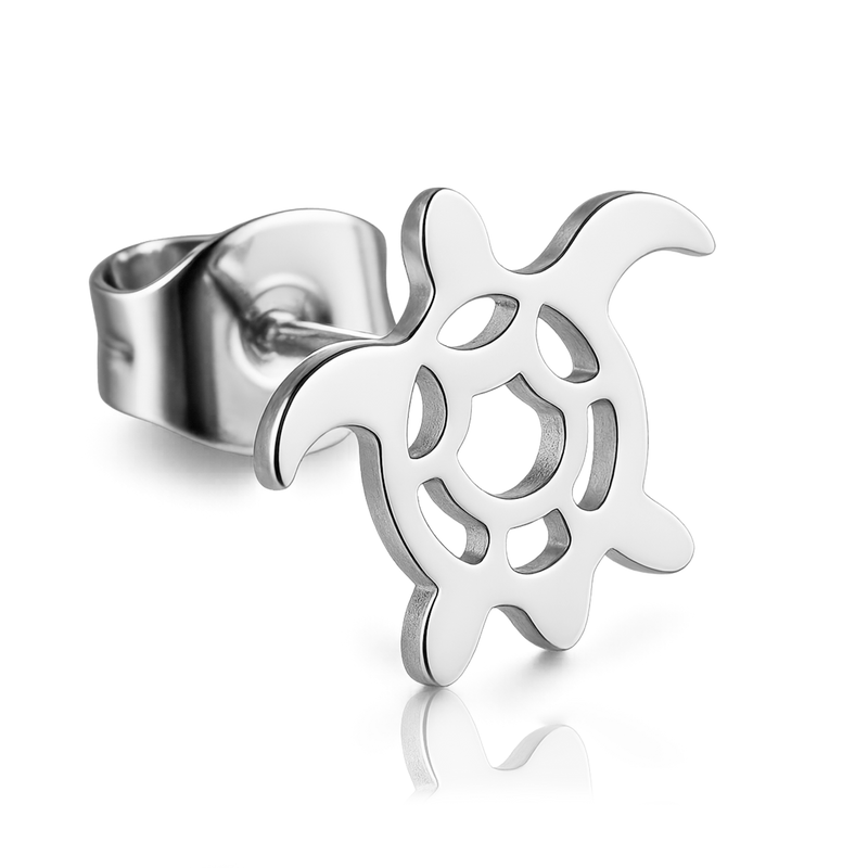 Pendiente Tortuga Silueta Plata