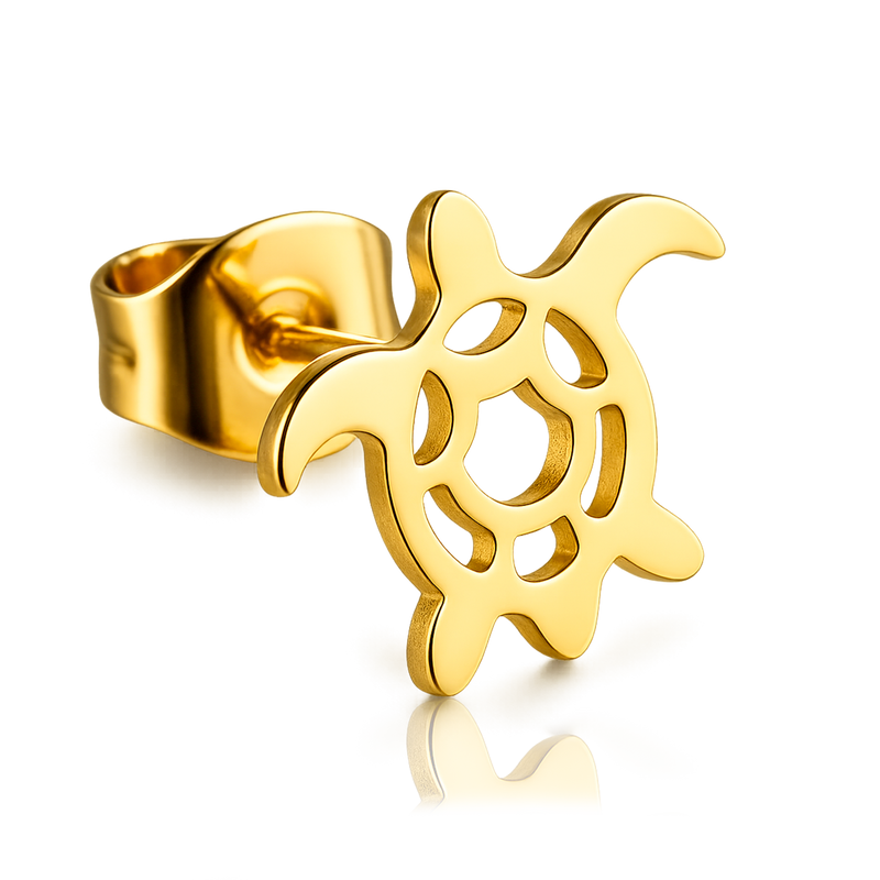 Orecchini a perno tartaruga silhouette oro