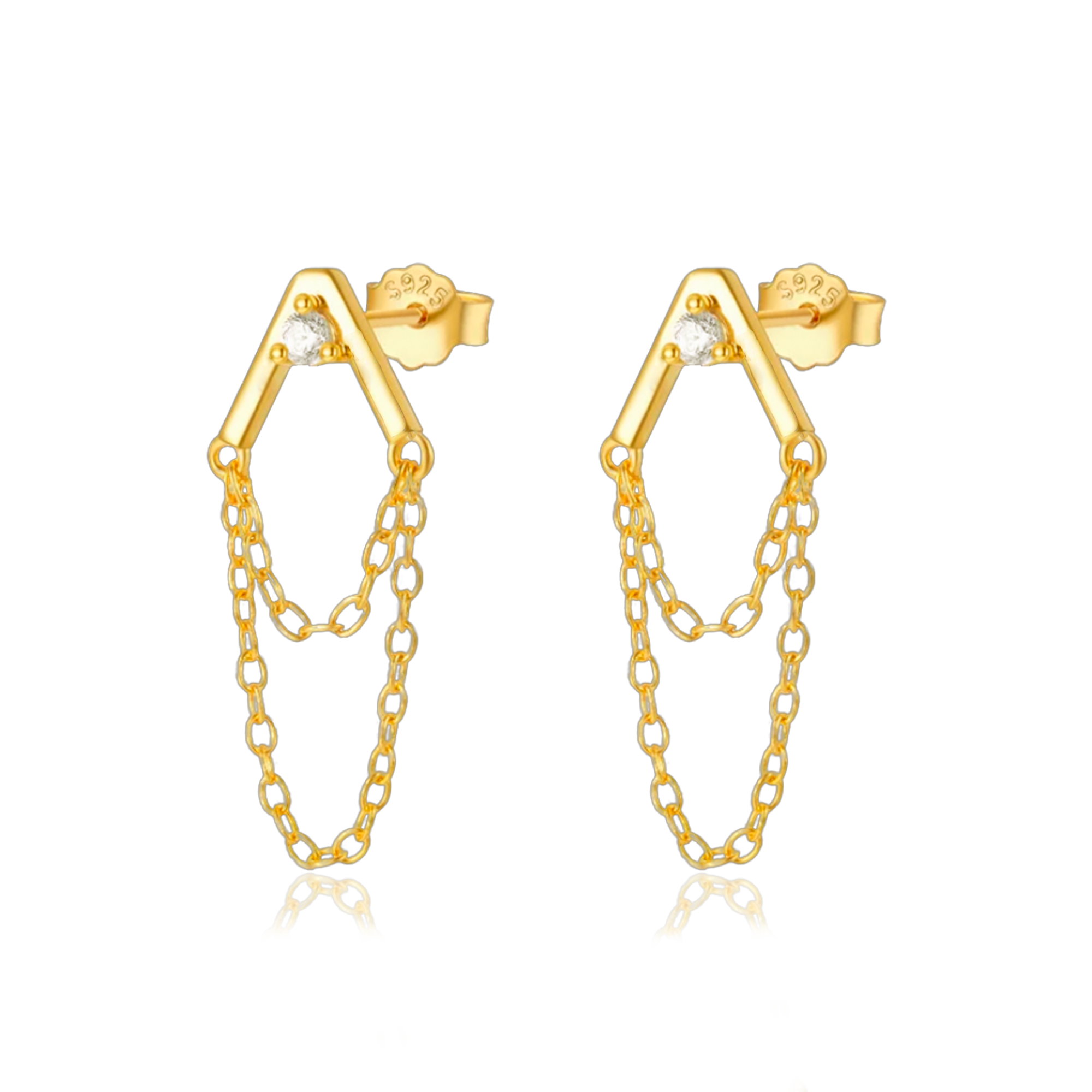 Pendientes Triangle Cadenitas Oro