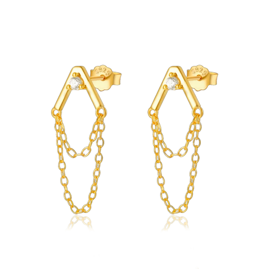 Pendientes Triangle Cadenitas Oro