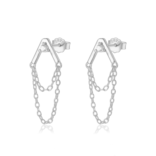 Pendientes Triangle Cadenitas Plata