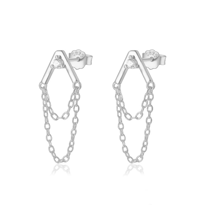 Pendientes Triangle Cadenitas Plata